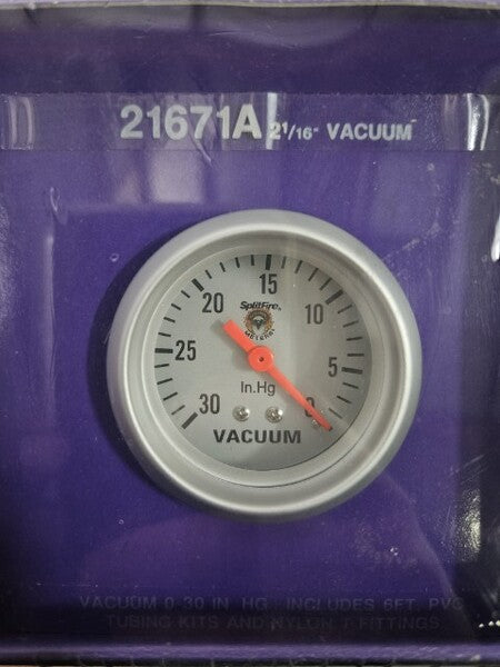 Splitfire 2 1/16" Vacuum Gauge 0-30 inch HG Mechanical White 21671A