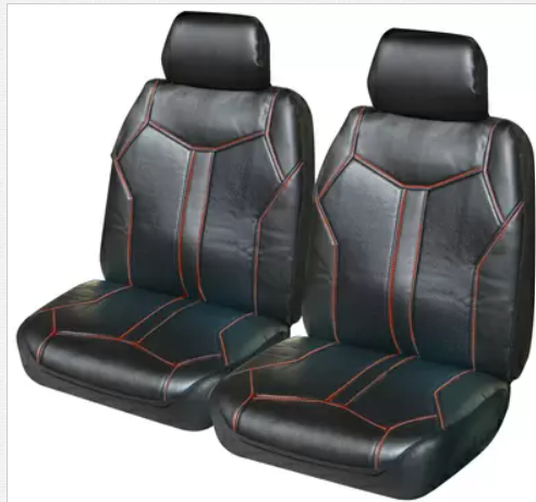 Matador Leather Look Seat Covers Airbag Deploy Safe Black/Red