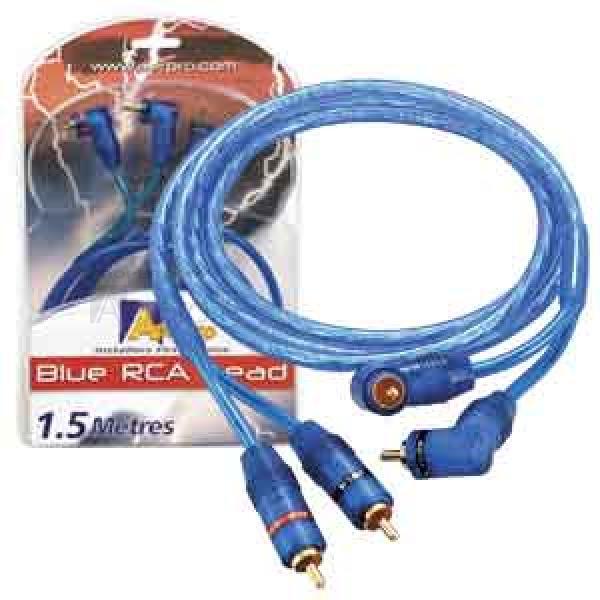 RCA Leads 1.5 Metre Translucent Blue Braided Aluminium Foil Shields 1.5 Metre PS62