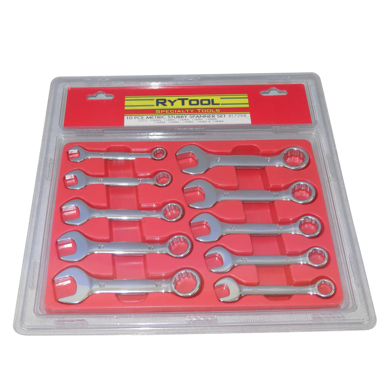 RyTool 10 piece Metric Stubby Spanner Set Teng Tools RT7298
