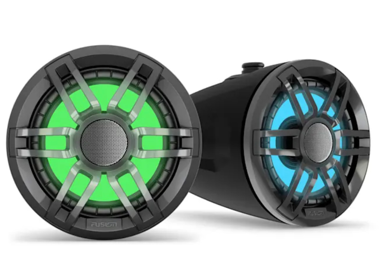 Fusion Marine 6.5" 200 Watt Sports Black Marine Wake Tower Speakers with RGB LED Lighting 010-02583-01