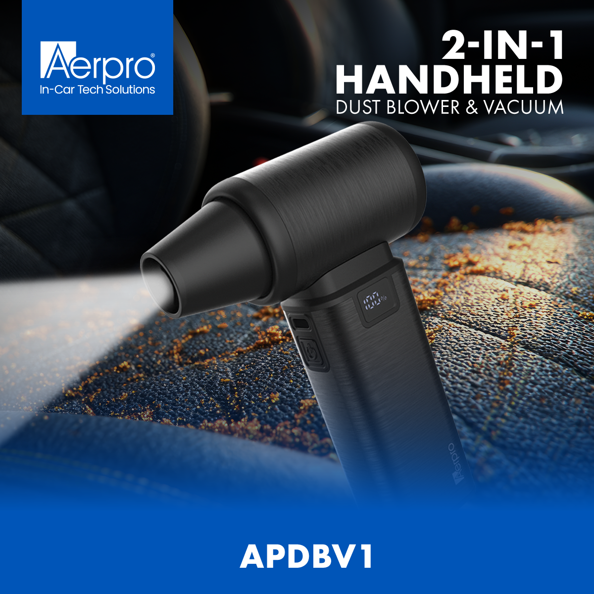 Aerpro 12V 2-In-1 Handheld Dust Blower & Vacuum APDBV1