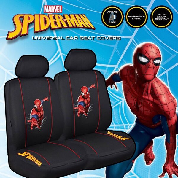 Marvel Avengers Seat Covers Front Pair Black Size 30 Airbag Safe Spider-Man