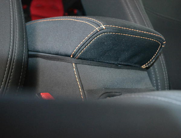 Black Neoprene Console Cover Suits Mazda BT-50 Dual Cab 7/2015-6/2020 Orange Stitch