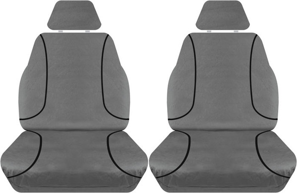 Tradies Full Canvas Seat Covers suits Toyota Hilux SR/SR5 Dual Cab 10/2009-06/2015 2 Rows RM1001.TRGY + RM5023.TRGGY
