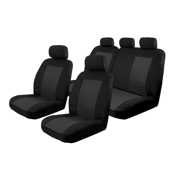 Velour Seat Covers Set Suits Nissan Qashqai 6/2014-On Black 2 Rows
