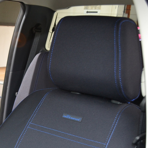 Wet Seat Black Neoprene Seat Covers Mitsubishi Triton (All Except Exceed) Dual Cab 6/2015-10/2018 Blue Stitching