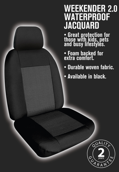 Weekender Jacquard Seat Covers Toyota Hilux Workmate Dual Cab (TGN121/GUN122/GUN125) 11/2015-On Waterproof