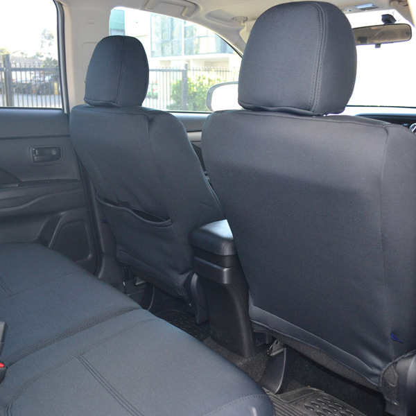 Wet Seat Black Neoprene Seat Covers Mitsubishi Triton (Exceed) Dual Cab 6/2015-10/2018 Black Stitching