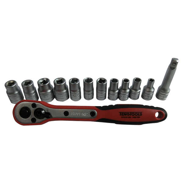 Teng Tools Ratchet & Socket Set 1/4in Drive 13 Piece 4 - 13mm M1413N1