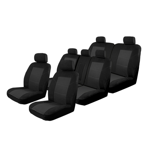 Custom Velour Seat Covers Suits Hyundai Santa Fe TM 4/2018-On 3 Rows EST7109BLK