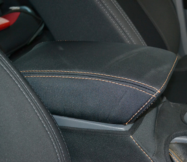 Black Neoprene Console Cover Suits Ford Ranger PX2/3 Dual Cab 7/2015-On Orange Stitch
