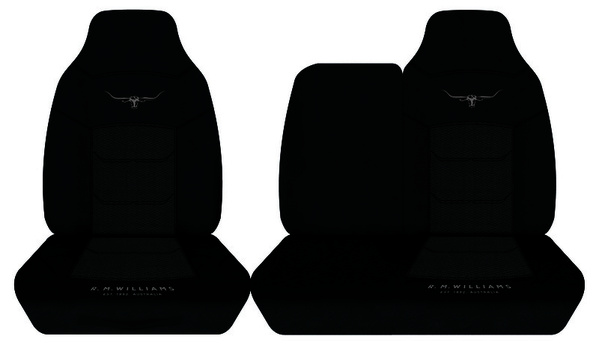 RM Williams Seat Covers Fits Toyota Hiace SWB/LWB Van 3/2005-1/2014 Longhorn Jacquard Black JCRMW16BLK304