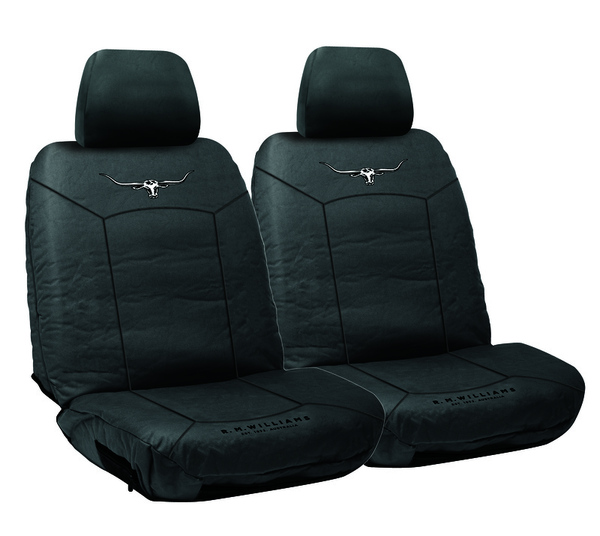 Rm Williams Stockyard Canvas Waterproof Car Seat Covers Size 30 Charcoal - Jumbuck Custom Sheepskin Car Seat Cover