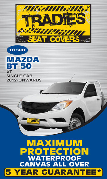 Tradies Full Canvas Seat Covers Mazda BT-50 XT Series Single Cab 2012-7/2020 1 Row PCZ214CVCHA