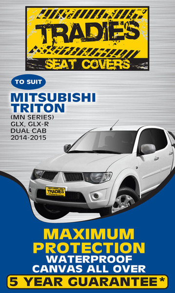 Tradies Full Canvas Seat Covers Suits Mitsubishi Triton Dual Cab MN Series GLX, GL-R, GLX-R 12/2012-2015 2 Rows PCM232CVCHA