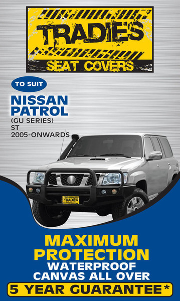 Tradies Full Canvas Seat Covers Nissan Patrol GU Series ST 10/2004-2016 3 Rows PCD203CVCHA