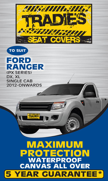 Tradies Full Canvas Seat Covers Ford Ranger PX2/3 Single Cab DX/XL 2012-On 1 Row PCF450CVCHA