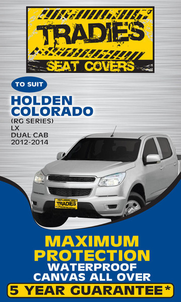 Tradies Full Canvas Seat Covers Holden Colorado RG Series Dual Cab LX 2012-2014 2 Rows PCG370CVCHA