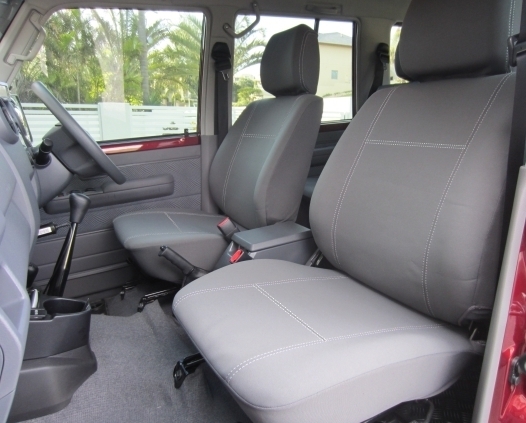 Wet Seat Grey Neoprene Seat Covers suits Toyota Landcruiser 79 Series Dual Cab 10/1999-On White Stitching