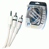 3.5mm Stereo to 2 Male RCA Lead 3 Metres White
