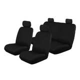 Canvas Custom Car Seat Covers Suits Nissan Navara Dual Cab D40 RX ST 12/2009-1/2012 Front & Rear Black