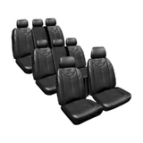 Custom Made Black Leather Look Seat Covers Suits Hyundai iMax TQ Van 5/2011-2021 3 Rows Armrest