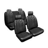 Black Bull Leather Look Seat Covers Set Suits Toyota Camry CSI Sedan 1997-2002 2 Rows Black