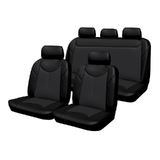 Custom Seat Covers Leather-look Black Suits Mazda BT-50 Dual Cab 11/2011-9/2015 2 Rows BT5011TORBK