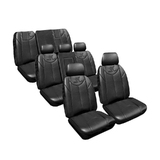 Custom Made Leather Look Black Seat Covers Suits Nissan Patrol Y62 8 Seater ST-L/TI Wagon 2/2013-On 3 Rows