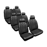 Custom Made Seat Covers Leather Look Black Set Suits Ford Everest 7/2015-On 3 Rows