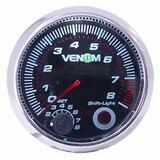 Venom 3 3/4 inch Tachometer Tacho Black Face Led Shift Light