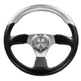 Isotta Leather Steering Wheel Meg 2 Black Silver