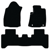Rubber Custom Floor Mats suits Toyota Hilux (Auto) Dual Cab Workmate/SR/SR5 8/2015-On Front & Rear Black MRBTY002BLK2RW