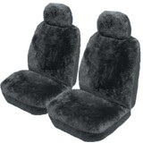 Custom Sheepskin Seat Covers Suits Isuzu MU-X Wagon UC 11/2013-6/2020 22mm Charcoal Pair