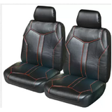 Matador Leather Look Seat Covers Airbag Deploy Safe - Black/Red MAT30DSBLKRED