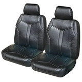 Matador Leather Look Seat Covers Airbag Deploy Safe - Black/White MAT30DSBLKWHT