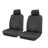 Wet N' Wild Neoprene Wetsuit Black Front Car Seat Covers Airbag Deploy Safe Red Stitching One Pair XL