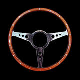 Classic 3 Spoke Flat 15″ Wood Rim Steering Wheel 9 Bolt AAA-8361