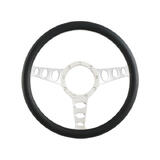 Cal Custom 14″ Outlaw Billet Aluminium Steering Wheel Black Leather Half-Wrap CAL-4550/140-BK