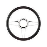 Cal Custom 14″ Street Lite Billet Aluminium Steering Wheel Black Leather Half-Wrap CAL-4556/140-BK