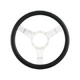 Cal Custom 14″ Banjo Billet Aluminium Steering Wheel Black Leather Half-Wrap CAL-4562/140-BK 