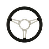 15″ Aluminium 9 Bolt Steering Wheel Black Leather Full-Wrap Slotted Spokes AAA-8073/159SLO 