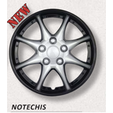 Gear-X Car Wheel Covers Hubcaps Classic Black Rim Silver Spokes NOTECHIS Set Of 4 [Size: 16 inch] GXP976IB/S-16 
