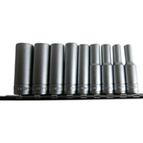 Teng Tools - 9 Piece 1/4 inch Drive Deep 6 Point Sockets on Clip Rail M1407