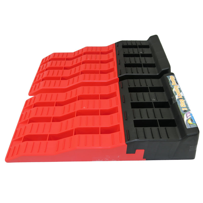 Levelling Ramp Chocks Pair 2 Piece 3 Step Tandem Axle Caravan Motorhom ...