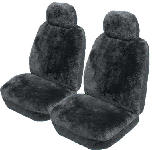 Drover 16mm Sheepskin Universal Size 30 Seat Covers 3 Year Warranty Deploy Safe One Pair - Charcoal, Grey, Black, Ivory and Mocha