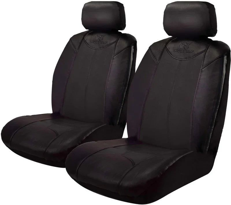 Custom Made Leather Look Black Car Seat Covers Suits Nissan Navara D22 Dual Cab 04/1997-5/2015 Front + Rear