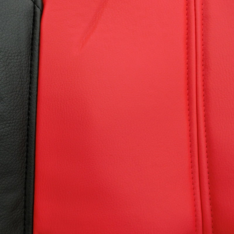 Black Bull Leather Look Seat Covers Airbag Deploy Safe - Black/Red One Pair Size 30