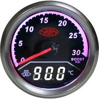SAAS Trax EGT Gauge Black Face, 2inch 52mm Dual Diesel Boost/Exhaust Temperature Analogue/Digital SG611240